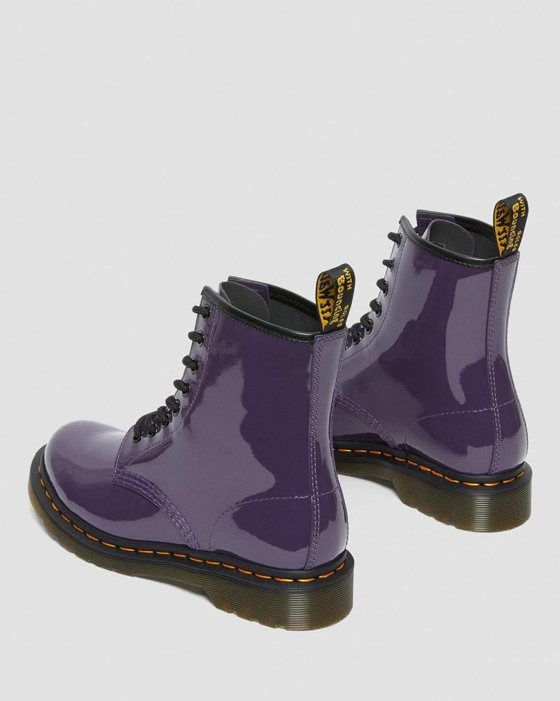 Women's Dr Martens 1460 Patent Leather Lace Up Boots Purple | AU 196NWY